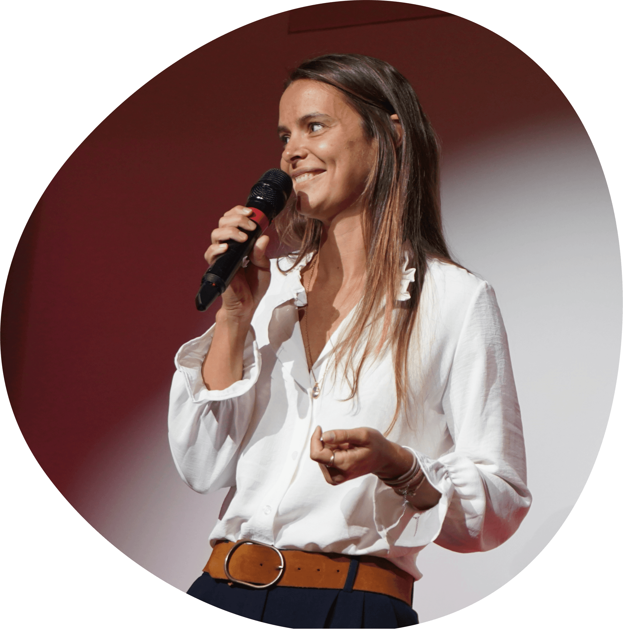 Speaker holding microphone